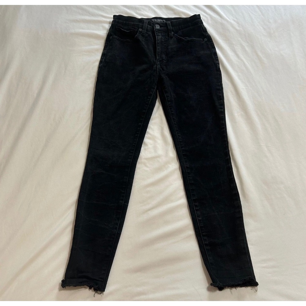 Lucky Brand Womens Black High Rise Skinny‎ Ankle Jeans Raw Hem Size 4 27